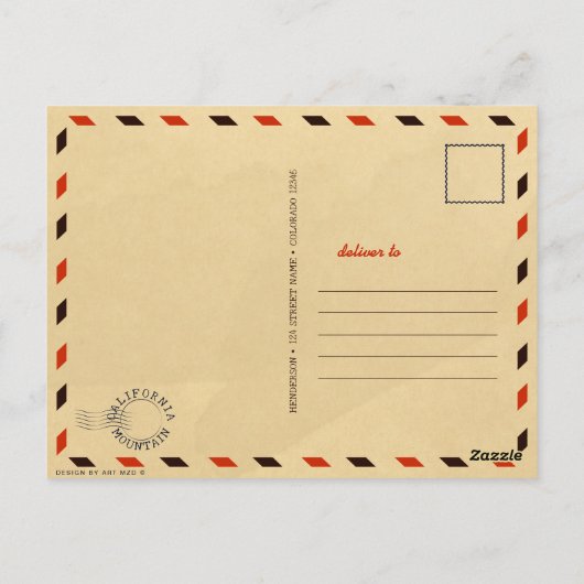 山ホイットニーカリフォルニアシエラネバダヴィンテージ ポストカード (裏面)