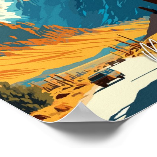 山ホイットニーカリフォルニアヴィンテージ旅行 ポスター (角)