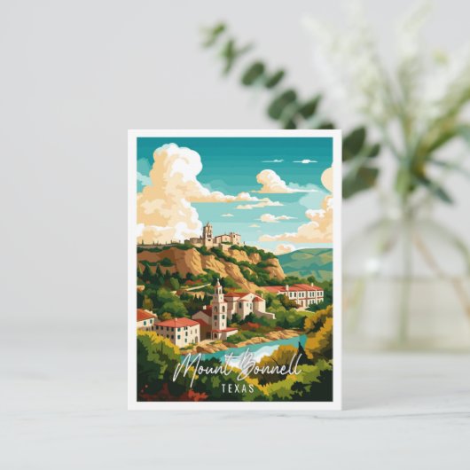 山ボンネルテキサス州USヴィンテージ旅行イラストレーション ポストカード (スタンド正面)
