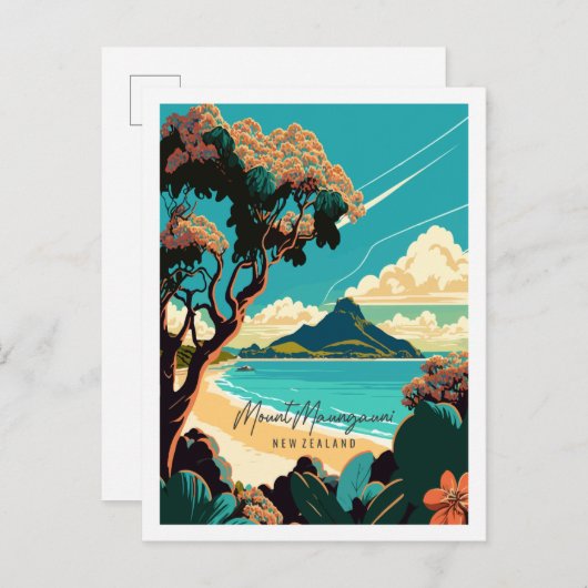 山マウンガヌイニュージーランドヴィンテージ旅行 ポストカード (正面/裏面)
