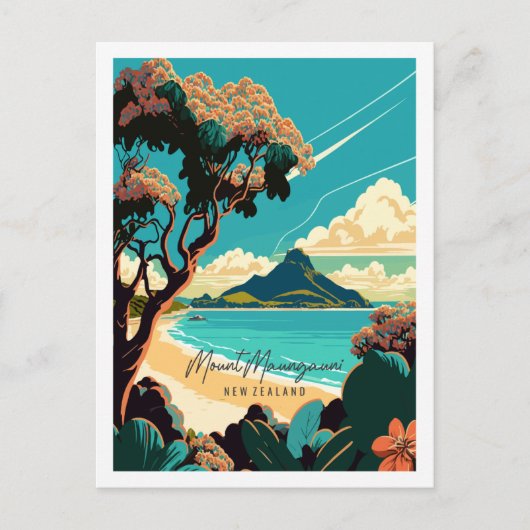 山マウンガヌイニュージーランドヴィンテージ旅行 ポストカード (正面)