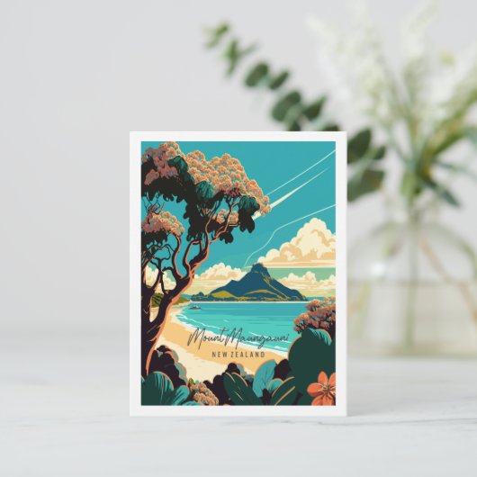 山マウンガヌイニュージーランドヴィンテージ旅行 ポストカード (スタンド正面)