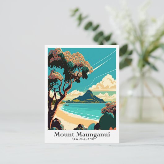 山マウンガンイNZヴィンテージトラベルイラストレーション ポストカード (スタンド正面)