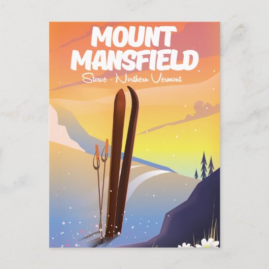 山マンズフィールド、ストウェ北部バーモントスキー ポストカード (正面)