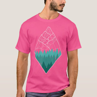 山ミニマル形ジオメトリ屋外ハイキング自然A Tシャツ