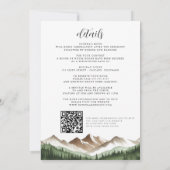 山ミニマルQRコードと詳細結婚 招待状 (裏面)