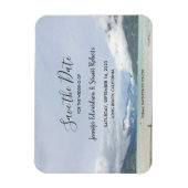 山モダンの夏のビーチ日付を保存 マグネット (縦)