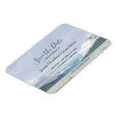 山モダンの夏のビーチ日付を保存 マグネット (左側)