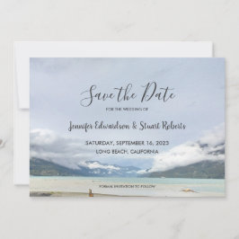 山モダンの夏のビーチ日付カードを保存 招待状