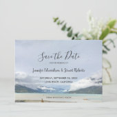 山モダンの夏のビーチ日付カードを保存 招待状 (スタンド正面)