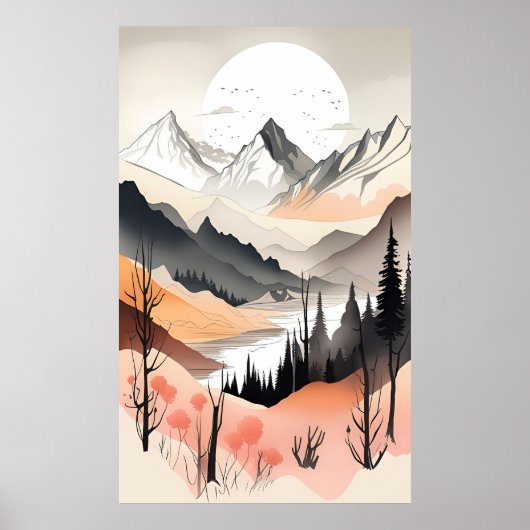 山モダンの風景 ポスター (正面)