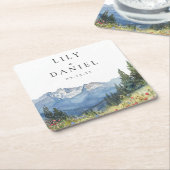 山モダン山野結婚花 スクエアペーパーコースター (アングル)
