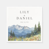 山モダン山野結婚花 スタンダードカクテルナプキン (正面)