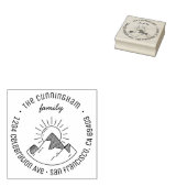 山モダン&サンファミリーネーム差出人住所 ラバースタンプ (押印)