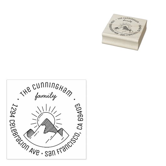 山モダン&サンファミリーネーム差出人住所 ラバースタンプ (押印)