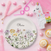 山モノグラムのカラフル花園 ペーパープレート (パーティー)