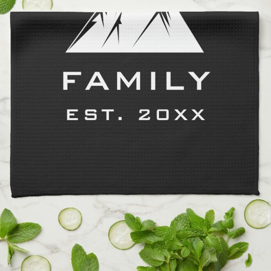 山ユニークエレガント家名白黒 キッチンタオル (折り畳み)