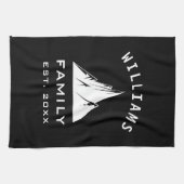 山ユニークエレガント家名白黒 キッチンタオル (横)