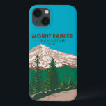 山ライニアナショナルパークワシントンヴィンテージ iPhone 13ケース<br><div class="desc">山レイニエのベクトルアートワークデザイン。公園の周りには渓谷や滝、亜高山草原がある。</div>