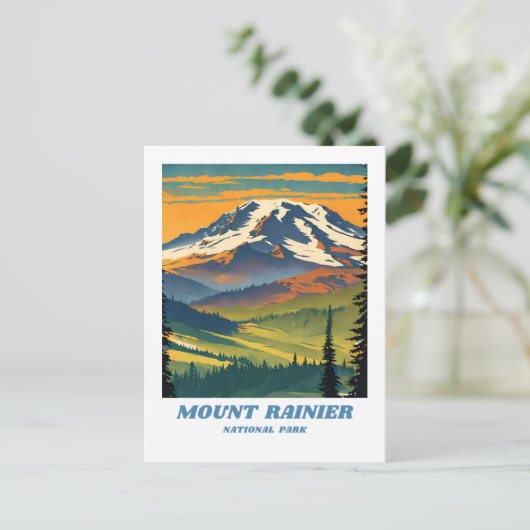 山ライニエ国立公園イラストレーションレトロヴァック ポストカード (スタンド正面)