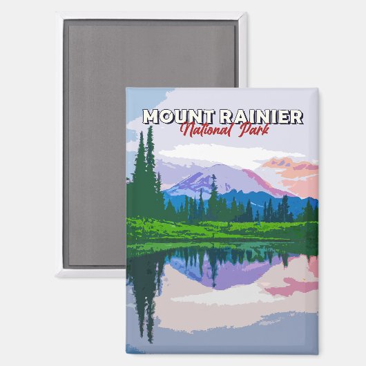 山ライニエ国立公園ヴィンテージはがき マグネット (正面/裏面)
