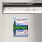 山ライニエ国立公園ヴィンテージはがき マグネット (インサイチュ (食洗機))