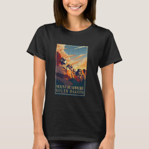 山ラシュモアサウスダコタヴィンテージポスタグランジー Tシャツ