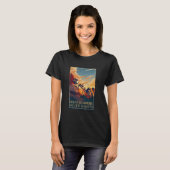山ラシュモアサウスダコタヴィンテージポスタグランジー Tシャツ (正面フル)