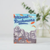 山ラシュモアヴィンテージスタイル旅行ポスター。 ポストカード (スタンド正面)