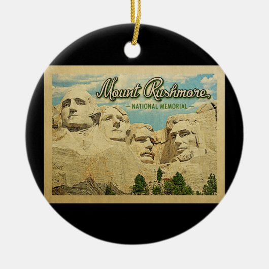山ラシュモアヴィンテージトラベルナショナルメモリアル セラミックオーナメント (正面)