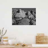 山ラシュモア白黒ポスター ポスター (キッチン)