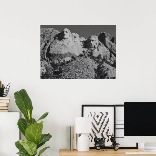 山ラシュモア白黒ポスター ポスター (ホームオフィス)