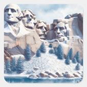 山ラッシュモアスノークリスマス スクエアシール (正面)