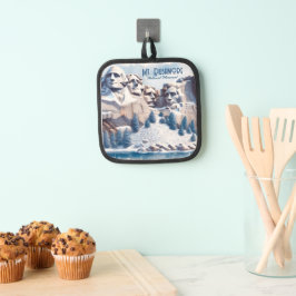 山ラッシュモアスノークリスマス 鍋敷き