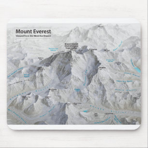 山ラベル付きEverest 3Dマップ マウスパッド