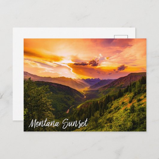 山リバー・バレー上のモンタナの日没 ポストカード (正面/裏面)