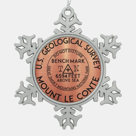 山ルコンティベンチマークテネシー素晴らしスモーキー スノーフレークピューターオーナメント (正面)