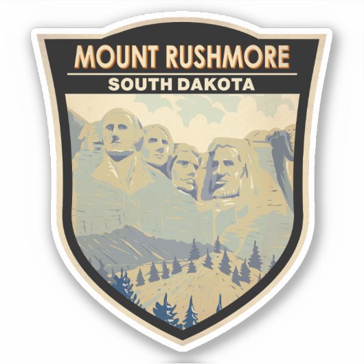 山ルシュモアサウスダコタトラベルアートヴィンテージ シール (正面)