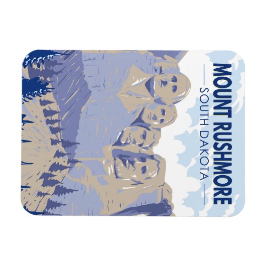 山ルシュモアサウスダコタトラベルアートヴィンテージ マグネット (横)