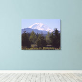 山レイニアと松の木3パネルのキャンバス キャンバスプリント (インサイチュ (ウッドフロア))