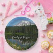 山レイニアレイクリフレクションとワイルドフラワー ペーパープレート (パーティー)