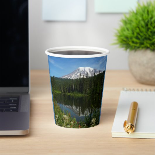 山レイニアレイクリフレクションとワイルドフラワー 紙コップ (インサイチュ)