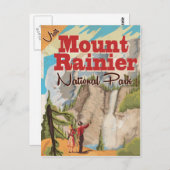 山レイニア国立公園ヴィンテージ旅行ポスター ポストカード (正面/裏面)