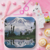 山レイニア |山池の反射 ペーパープレート (パーティー)