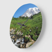 山レイニア、滝、雪に覆われた ラージ壁時計 (傾斜)