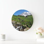 山レイニア、滝、雪に覆われた ラージ壁時計 (ホーム)