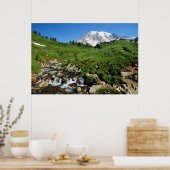 山レイニエ、滝、雪の覆い ポスター (キッチン)