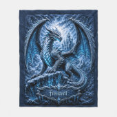 山上の城とブルーフロストドラゴン フリースブランケット (正面)