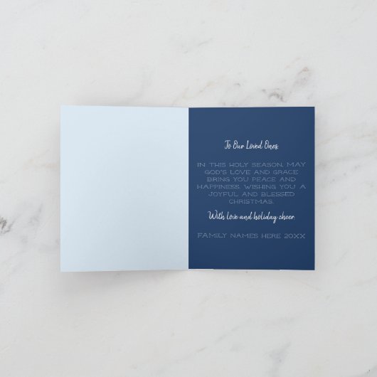 山上の湖での静かな星空のクリスマス・イブ シーズンカード (内部)