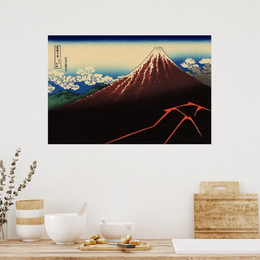 山下白雨,北斎サンダーと山富士，北斎，浮世絵 ポスター (キッチン)